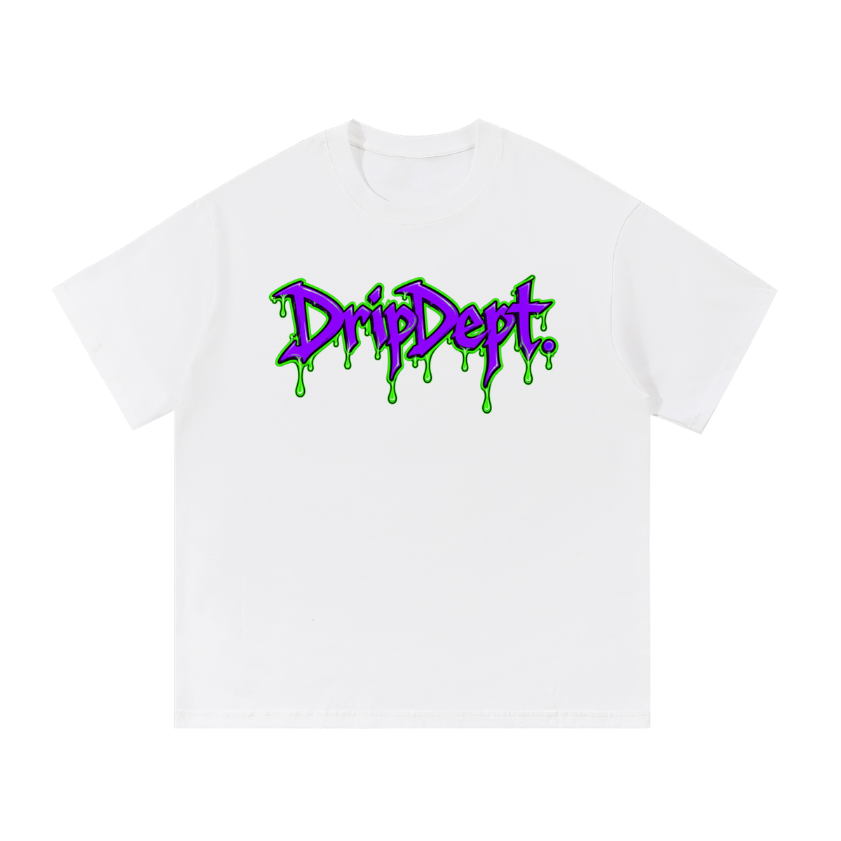 DripDept. Mens Oversized Green/Purple Drip Logo T-Shirt