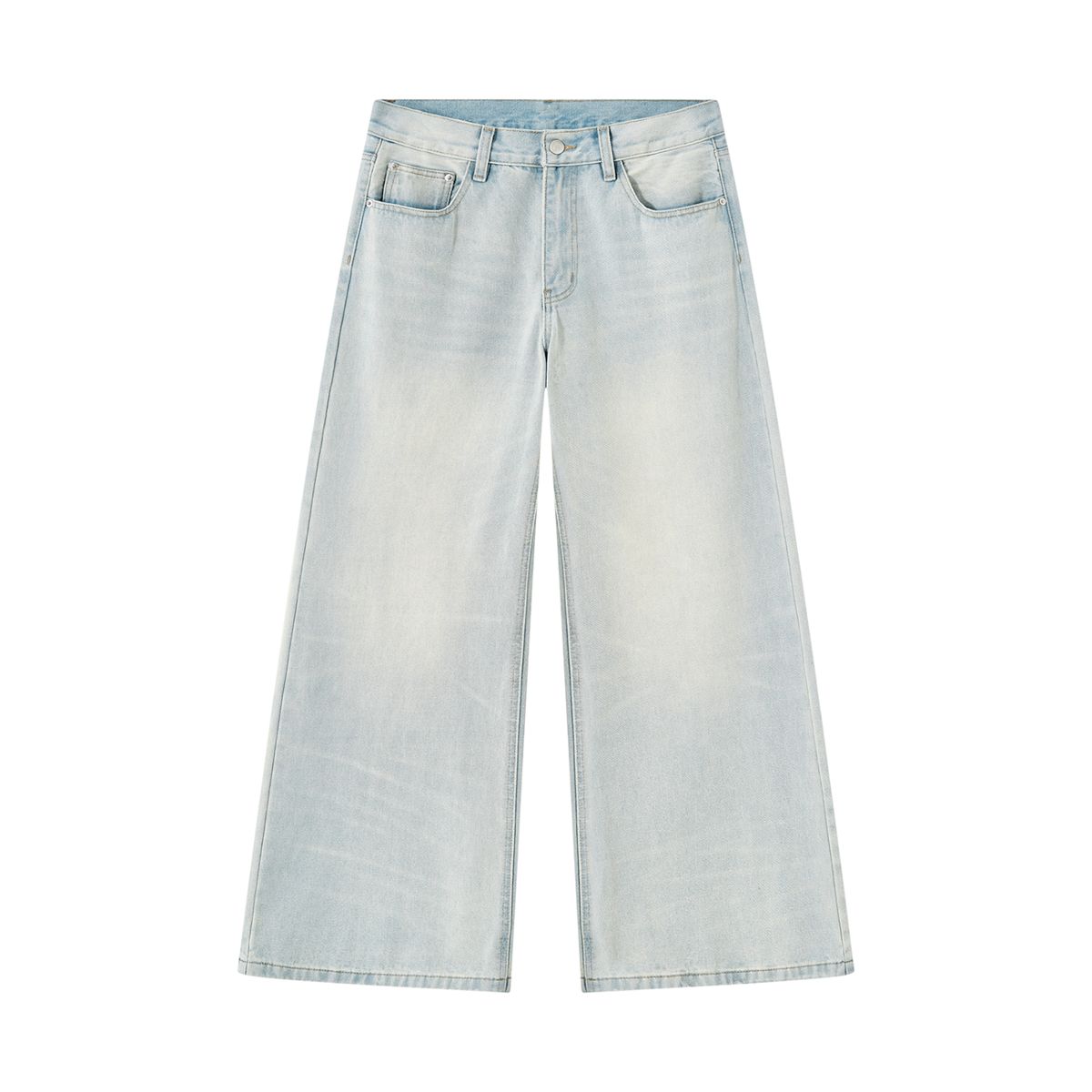 DripDept. Men's Washed Light Blue  Baggy Jeans