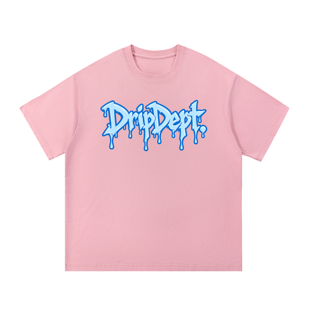 DripDept. Mens Oversized Blue/Light Blue Drip Logo T-Shirt