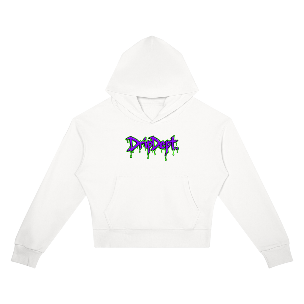 DripDept. Women’s Cropped Green/Purple Drip Logo Hoodie