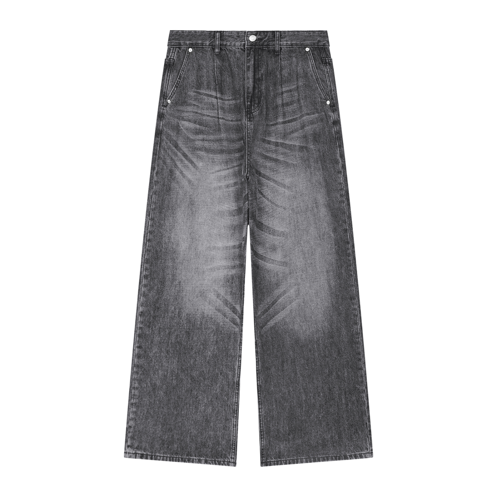 DripDept. Men's Black Vintage Wash Baggy Jeans