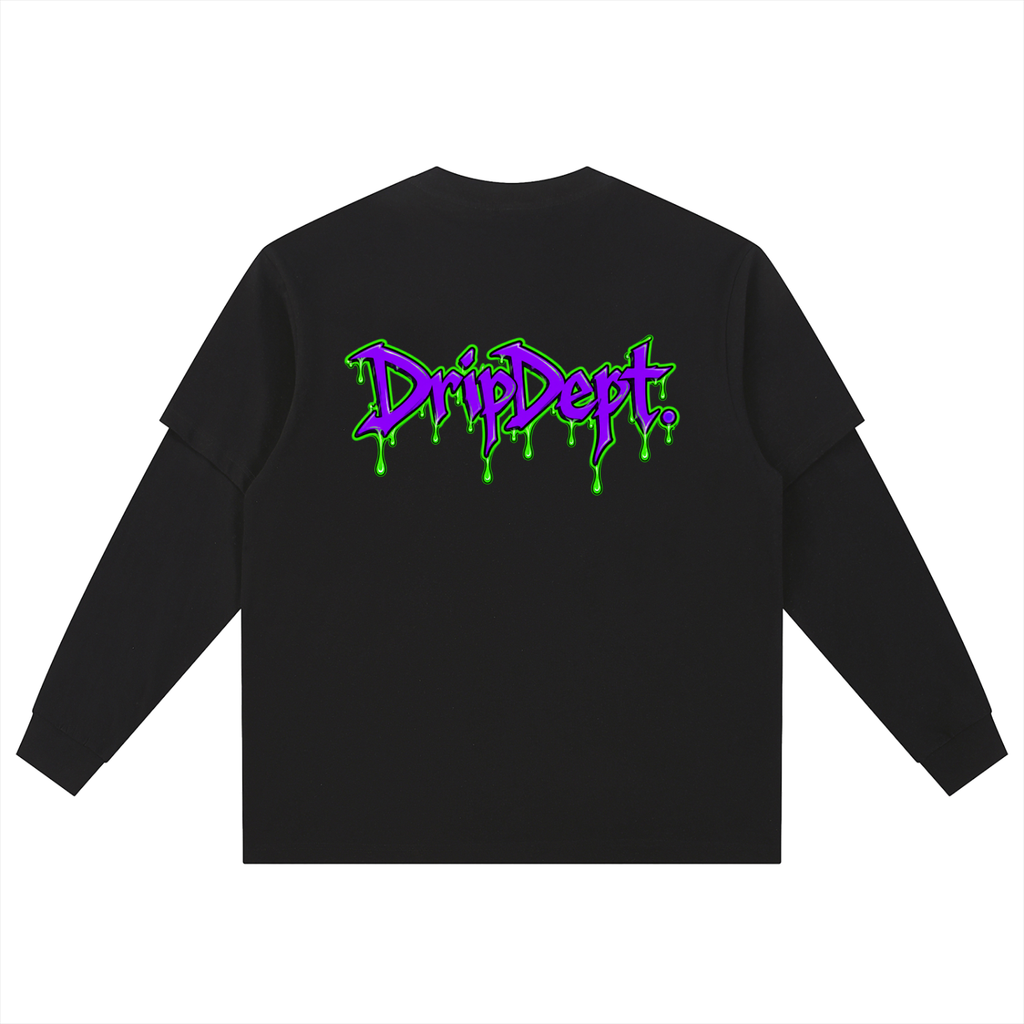DripDept. Men's Oversized Green/Purple Drip Logo Twofer