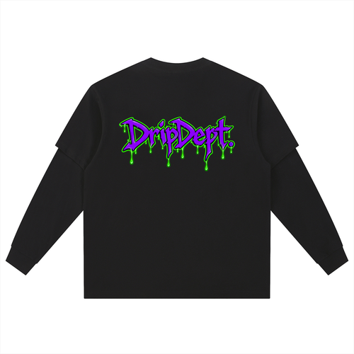 DripDept. Men's Oversized Green/Purple Drip Logo Twofer