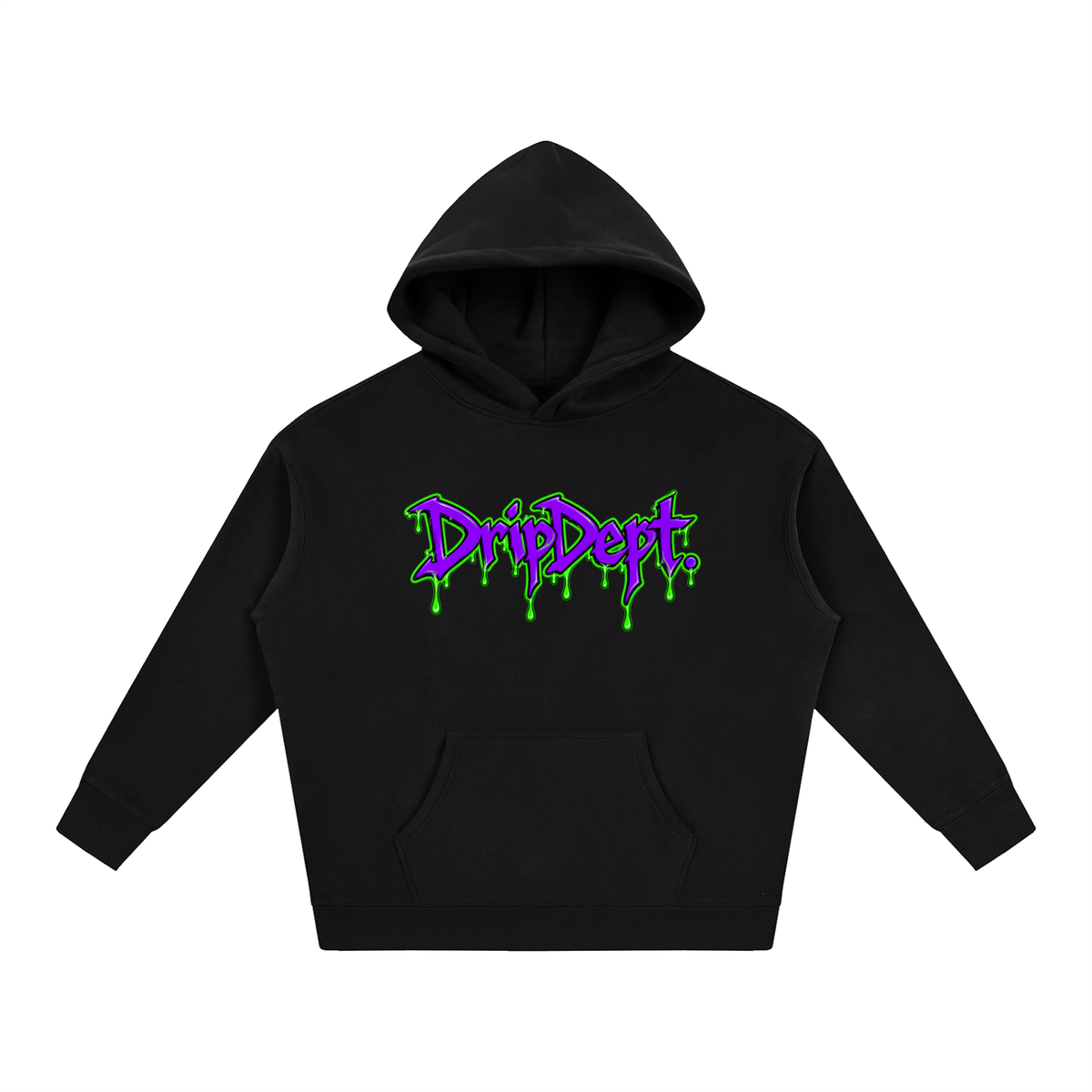 DripDept. Men's Oversized Green/Purple Drip Logo Hoodie
