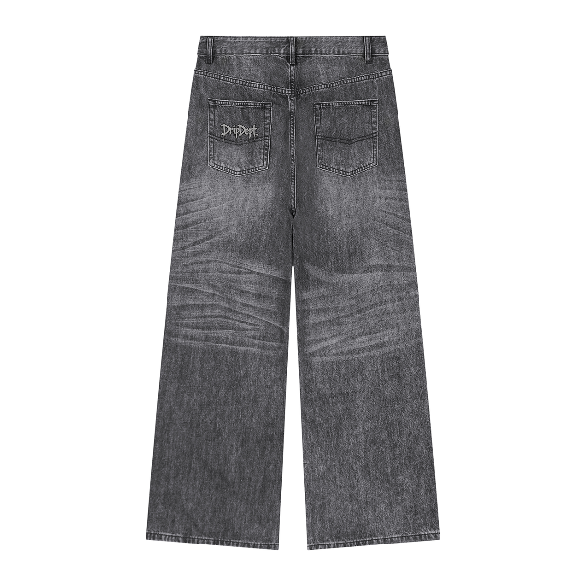 DripDept. Men's Black Vintage Wash Baggy Jeans