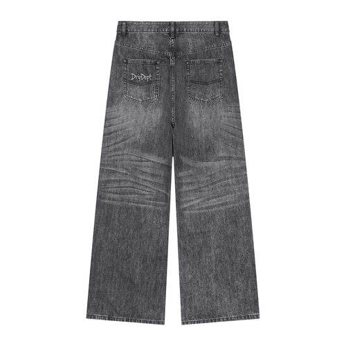 DripDept. Men's Black Vintage Wash Baggy Jeans