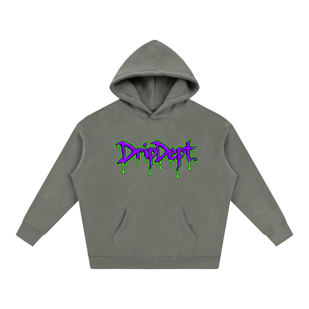 DripDept. Men's Oversized Green/Purple Drip Logo Hoodie
