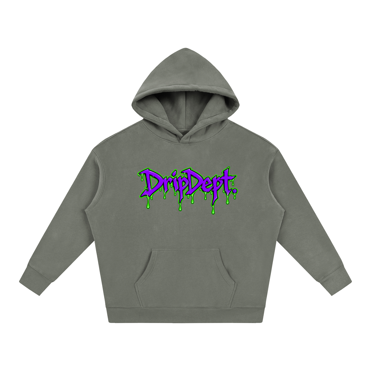 DripDept. Men's Oversized Green/Purple Drip Logo Hoodie